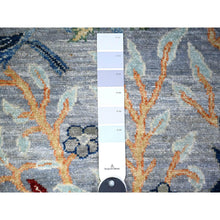 Load image into Gallery viewer, 2&#39;9&quot;x9&#39;8&quot; Blue Gray, Birds of Paradise Tree of Life Afghan Peshawar, Organic Wool, Hand Knotted, Runner Oriental Rug FWR447162