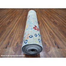 Load image into Gallery viewer, 2&#39;9&quot;x9&#39;8&quot; Blue Gray, Birds of Paradise Tree of Life Afghan Peshawar, Organic Wool, Hand Knotted, Runner Oriental Rug FWR447162
