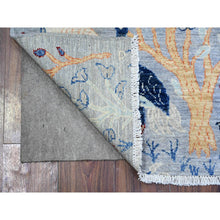 Load image into Gallery viewer, 2&#39;6&quot;x7&#39;10&quot; Chrome Gray, Afghan Peshawar, 100% Wool, Birds Of Paradise Tree Of Life, Hand Knotted, Runner Oriental Rug FWR447174