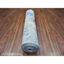 Load image into Gallery viewer, 2&#39;6&quot;x7&#39;10&quot; Chrome Gray, Afghan Peshawar, 100% Wool, Birds Of Paradise Tree Of Life, Hand Knotted, Runner Oriental Rug FWR447174