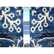 Load image into Gallery viewer, 3&#39;7&quot;x10&#39; Sapphire Blue, Vegetable Dyes, Densely Woven, Fine Peshawar With Heriz Design, Natural Wool, Hand Knotted, Wide Runner Oriental Rug FWR447252
