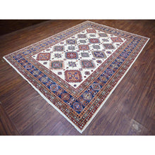 Load image into Gallery viewer, 8&#39;4&quot;x11&#39;5&quot; Porcelain White, Organic Wool, Hand Knotted, Dense Weave, Vegetable Dyes, Afghan Super Kazak With All Over Medallions, Oriental Rug FWR447282