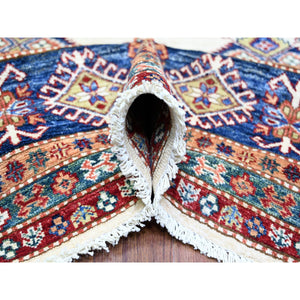 8'4"x11'5" Porcelain White, Organic Wool, Hand Knotted, Dense Weave, Vegetable Dyes, Afghan Super Kazak With All Over Medallions, Oriental Rug FWR447282