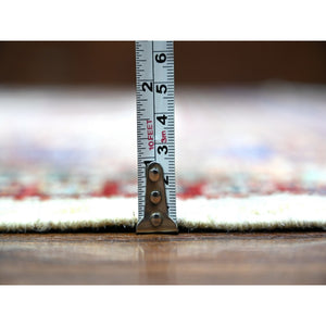 8'4"x11'5" Porcelain White, Organic Wool, Hand Knotted, Dense Weave, Vegetable Dyes, Afghan Super Kazak With All Over Medallions, Oriental Rug FWR447282
