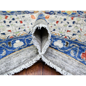 11'9"x16'1" Antique Pewter with Gentle Gray, Vegetable Dyes, Pure Wool, Hand Knotted, Aryana with 14th Century Mamluk Dynasty Pattern, Oversized Oriental Rug FWR447336
