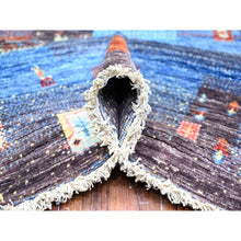 Load image into Gallery viewer, 8&#39;x9&#39;7&quot; Mix Of Blue, Black And Brown, Afghan Kashkuli Gabbeh With Trees, Small Animals And Human Figurines, Hand Knotted, 100%, Oriental Rug FWR447414