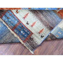 Load image into Gallery viewer, 8&#39;x9&#39;7&quot; Mix Of Blue, Black And Brown, Afghan Kashkuli Gabbeh With Trees, Small Animals And Human Figurines, Hand Knotted, 100%, Oriental Rug FWR447414