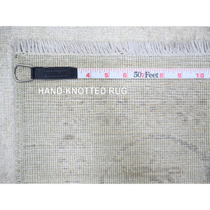 8'1"x9'5" Pastel Gray, Natural Dyes, Washed Out Peshawar With Faded Colors, High Grade Wool, Hand Knotted, Oriental Rug FWR447450