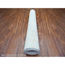 Load image into Gallery viewer, 3&#39;9&quot;x9&#39;7&quot; Cadet Gray, Vegetable Dyes, White Wash Peshawar With Faded Colors, High Grade Wool, Hand Knotted, Wide Runner Oriental Rug FWR447456