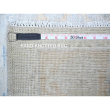 Load image into Gallery viewer, 3&#39;9&quot;x9&#39;7&quot; Cadet Gray, Vegetable Dyes, White Wash Peshawar With Faded Colors, High Grade Wool, Hand Knotted, Wide Runner Oriental Rug FWR447456