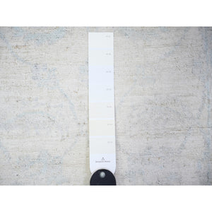 2'8"x10'8" Daisy White, Washed Out Peshawar with Soft Colors Natural Dyes, Pure Wool Hand Knotted, Runner Oriental Rug FWR447498