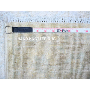 2'8"x10'8" Daisy White, Washed Out Peshawar with Soft Colors Natural Dyes, Pure Wool Hand Knotted, Runner Oriental Rug FWR447498