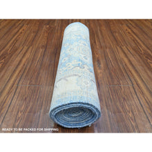 Load image into Gallery viewer, 2&#39;6&quot;x16&#39;2&quot; Argentina and Columbia Blue, 100% Wool, White Wash Peshawar with Faded Design Vegetable Dyes, Hand Knotted, XL Runner Oriental Rug FWR447504