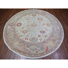 Load image into Gallery viewer, 8&#39;x8&#39; Lexicon Ivory, All Over Ziegler Mahal Design, Hand Knotted, Pure Wool, Natural Dyes, Round Oriental Rug FWR447576