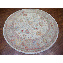 Load image into Gallery viewer, 8&#39;x8&#39; Lexicon Ivory, All Over Ziegler Mahal Design, Hand Knotted, Pure Wool, Natural Dyes, Round Oriental Rug FWR447576