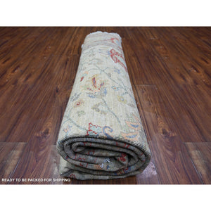 8'x8' Lexicon Ivory, All Over Ziegler Mahal Design, Hand Knotted, Pure Wool, Natural Dyes, Round Oriental Rug FWR447576