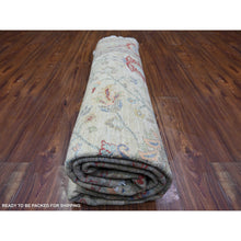 Load image into Gallery viewer, 8&#39;x8&#39; Lexicon Ivory, All Over Ziegler Mahal Design, Hand Knotted, Pure Wool, Natural Dyes, Round Oriental Rug FWR447576