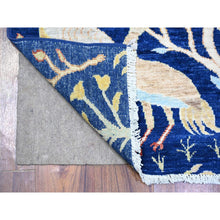 Load image into Gallery viewer, 2&#39;10&quot;x7&#39;10&quot; Chelsea Blue, Natural Dyes, Pure Wool, Hand Knotted, Afghan Peshawar with Birds of Paradise Design, Abrash, Runner Oriental Rug FWR447588