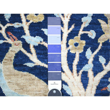 Load image into Gallery viewer, 2&#39;10&quot;x7&#39;10&quot; Chelsea Blue, Natural Dyes, Pure Wool, Hand Knotted, Afghan Peshawar with Birds of Paradise Design, Abrash, Runner Oriental Rug FWR447588