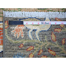 Load image into Gallery viewer, 3&#39;x5&#39; Laid Back Gray, Birds Of Paradise, Abrash, Tree Of Life Hand Knotted 100% Wool Afghan Peshawar Area, Oriental Rug FWR447594