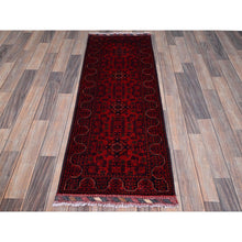 Load image into Gallery viewer, 1&#39;9&quot;x5&#39; Angels Red, Hand Knotted, Afghan Khamyab With Geometric Medallions Design, Soft 100% Wool, Natural Dyes, Short &amp; Narrow Runner, Oriental Rug FWR4470