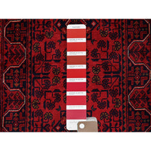 Load image into Gallery viewer, 1&#39;9&quot;x5&#39; Angels Red, Hand Knotted, Afghan Khamyab With Geometric Medallions Design, Soft 100% Wool, Natural Dyes, Short &amp; Narrow Runner, Oriental Rug FWR4470
