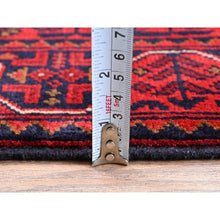 Load image into Gallery viewer, 1&#39;9&quot;x5&#39; Angels Red, Hand Knotted, Afghan Khamyab With Geometric Medallions Design, Soft 100% Wool, Natural Dyes, Short &amp; Narrow Runner, Oriental Rug FWR4470