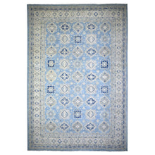 Load image into Gallery viewer, 12&#39;1&quot;x17&#39;4&quot; Beau Blue with Huntington White, Vintage Look Kazak, Hand Knotted , Natural Dyes, High Grade Wool, Oversized Oriental Rug FWR447612