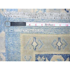 12'1"x17'4" Beau Blue with Huntington White, Vintage Look Kazak, Hand Knotted , Natural Dyes, High Grade Wool, Oversized Oriental Rug FWR447612