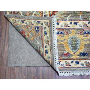 8'2"x9'9" Dolphin Gray, Hand Knotted, Natural Dyes, Vibrant Wool, Aryana With Ziegler Mahal All Over Colorful Design, Oriental Rug FWR447654