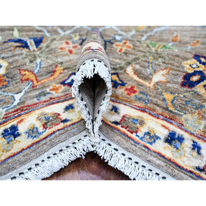 8'2"x9'9" Dolphin Gray, Hand Knotted, Natural Dyes, Vibrant Wool, Aryana With Ziegler Mahal All Over Colorful Design, Oriental Rug FWR447654