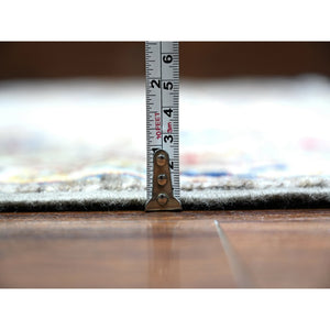 8'2"x9'9" Dolphin Gray, Hand Knotted, Natural Dyes, Vibrant Wool, Aryana With Ziegler Mahal All Over Colorful Design, Oriental Rug FWR447654