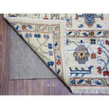 Load image into Gallery viewer, 8&#39;x9&#39;8&quot; Platinum Gray, Karajeh With All Over Geometric Design, Soft To The Touch Pile, Hand Knotted, Pure Wool, Oriental Rug FWR447666