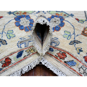 8'x9'8" Platinum Gray, Karajeh With All Over Geometric Design, Soft To The Touch Pile, Hand Knotted, Pure Wool, Oriental Rug FWR447666