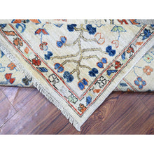 Load image into Gallery viewer, 8&#39;x9&#39;8&quot; Platinum Gray, Karajeh With All Over Geometric Design, Soft To The Touch Pile, Hand Knotted, Pure Wool, Oriental Rug FWR447666