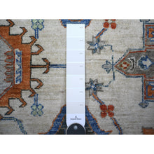 Load image into Gallery viewer, 8&#39;x9&#39;8&quot; Platinum Gray, Karajeh With All Over Geometric Design, Soft To The Touch Pile, Hand Knotted, Pure Wool, Oriental Rug FWR447666