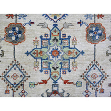 Load image into Gallery viewer, 8&#39;x9&#39;8&quot; Platinum Gray, Karajeh With All Over Geometric Design, Soft To The Touch Pile, Hand Knotted, Pure Wool, Oriental Rug FWR447666