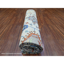 Load image into Gallery viewer, 8&#39;x9&#39;8&quot; Platinum Gray, Karajeh With All Over Geometric Design, Soft To The Touch Pile, Hand Knotted, Pure Wool, Oriental Rug FWR447666