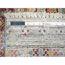 Load image into Gallery viewer, 8&#39;6&quot;x11&#39;8&quot; Sage Gray, Vegetable Dyes, Hand Knotted, Afghan Super Kazak With Khorjin Design With Colorful Tassels, Densely Woven, Shiny Wool, Oriental Rug FWR447726