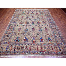 Load image into Gallery viewer, 7&#39;9&quot;x9&#39;6&quot; Carbon Gray, Hand Knotted, Sultani Pomegranate Design, Shiny And Soft Wool, Vegetable Dyes, Densely Woven Oriental Rug FWR447744