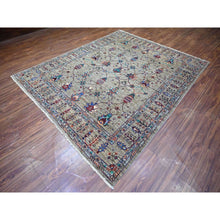 Load image into Gallery viewer, 7&#39;9&quot;x9&#39;6&quot; Carbon Gray, Hand Knotted, Sultani Pomegranate Design, Shiny And Soft Wool, Vegetable Dyes, Densely Woven Oriental Rug FWR447744