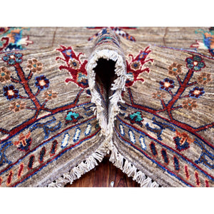 7'9"x9'6" Carbon Gray, Hand Knotted, Sultani Pomegranate Design, Shiny And Soft Wool, Vegetable Dyes, Densely Woven Oriental Rug FWR447744