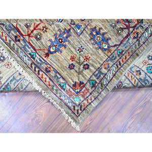 7'9"x9'6" Carbon Gray, Hand Knotted, Sultani Pomegranate Design, Shiny And Soft Wool, Vegetable Dyes, Densely Woven Oriental Rug FWR447744