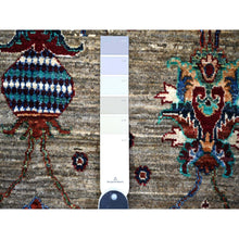Load image into Gallery viewer, 7&#39;9&quot;x9&#39;6&quot; Carbon Gray, Hand Knotted, Sultani Pomegranate Design, Shiny And Soft Wool, Vegetable Dyes, Densely Woven Oriental Rug FWR447744