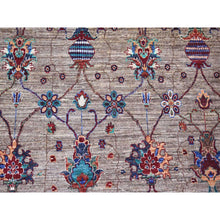 Load image into Gallery viewer, 7&#39;9&quot;x9&#39;6&quot; Carbon Gray, Hand Knotted, Sultani Pomegranate Design, Shiny And Soft Wool, Vegetable Dyes, Densely Woven Oriental Rug FWR447744