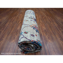 Load image into Gallery viewer, 7&#39;9&quot;x9&#39;6&quot; Carbon Gray, Hand Knotted, Sultani Pomegranate Design, Shiny And Soft Wool, Vegetable Dyes, Densely Woven Oriental Rug FWR447744
