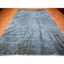 Load image into Gallery viewer, 8&#39;10&quot;x12&#39;1&quot; Blue Gray, Modern Tree In The Dusk Design, 100% Wool, Natural Dyes, Tone On Tone, Hand Knotted, Oriental Rug FWR447774