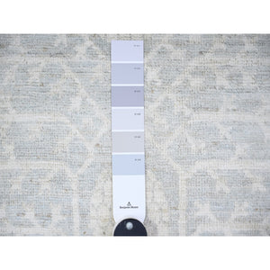 8'x9'10" Chrome Gray, Washed Out Khotan Inspired Pomegranate Design, High Grade Wool, Hand Knotted, Oriental Rug FWR447840