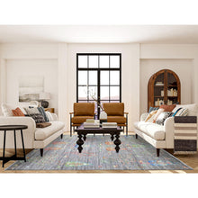 Load image into Gallery viewer, 8&#39;x9&#39;5&quot; Wolf Gray, Hand Knotted, Folk Art Willow And Cypress Tree Design Peshawar, Borderless, Shiny And Soft Wool, Oriental Rug FWR447864