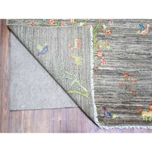 Load image into Gallery viewer, 8&#39;x9&#39;5&quot; Wolf Gray, Hand Knotted, Folk Art Willow And Cypress Tree Design Peshawar, Borderless, Shiny And Soft Wool, Oriental Rug FWR447864